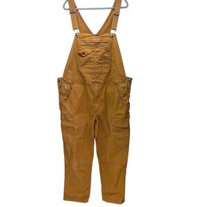 Duluth Trading Co Canvas Work Utility Bib Overalls Coolmax Mens XL 28" Brown